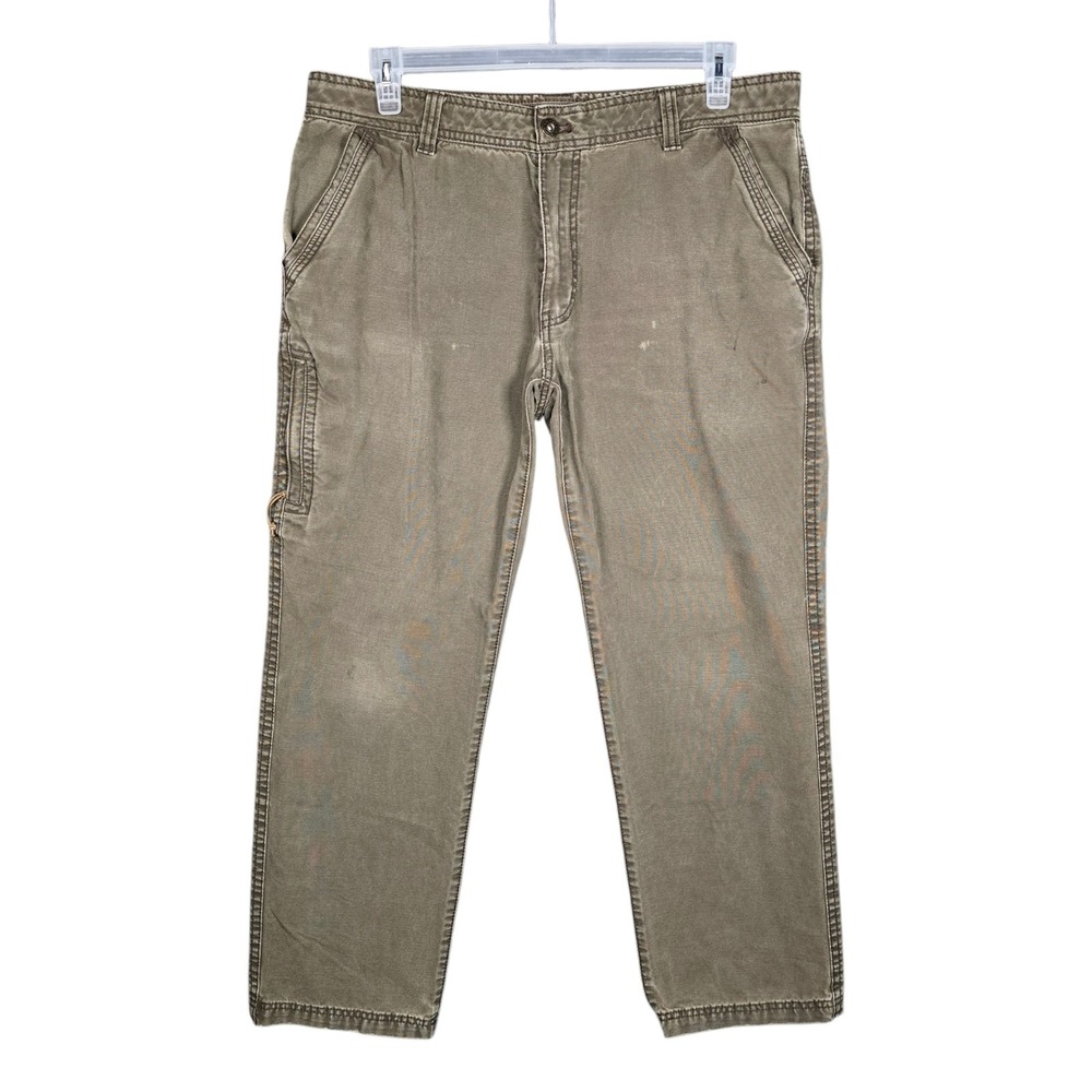 GH Bass Pants Mens 36x30 Green Straight Canvas Utility‎ Cargo Pocket Explorer